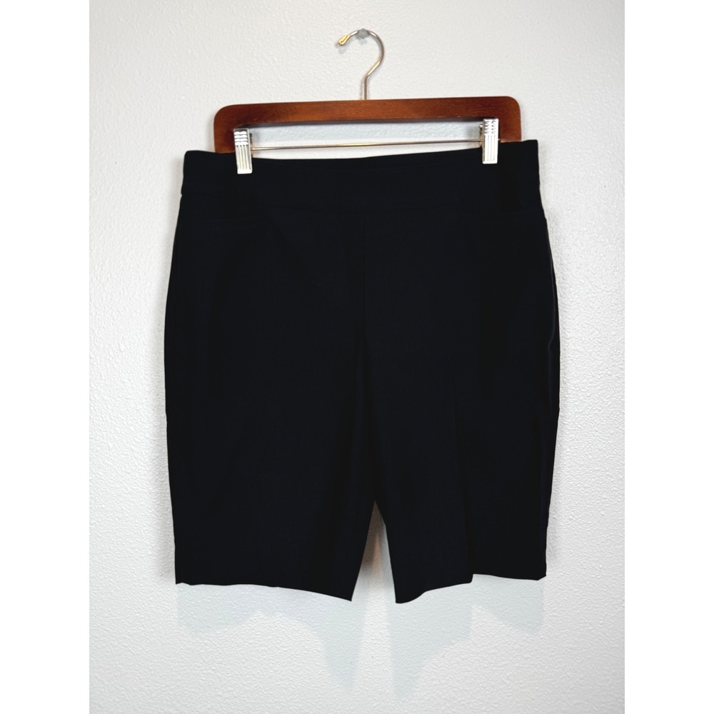 Chico's Shorts Womens 1.5 US 10 Black Pull On Stretch Career Bermuda Pockets